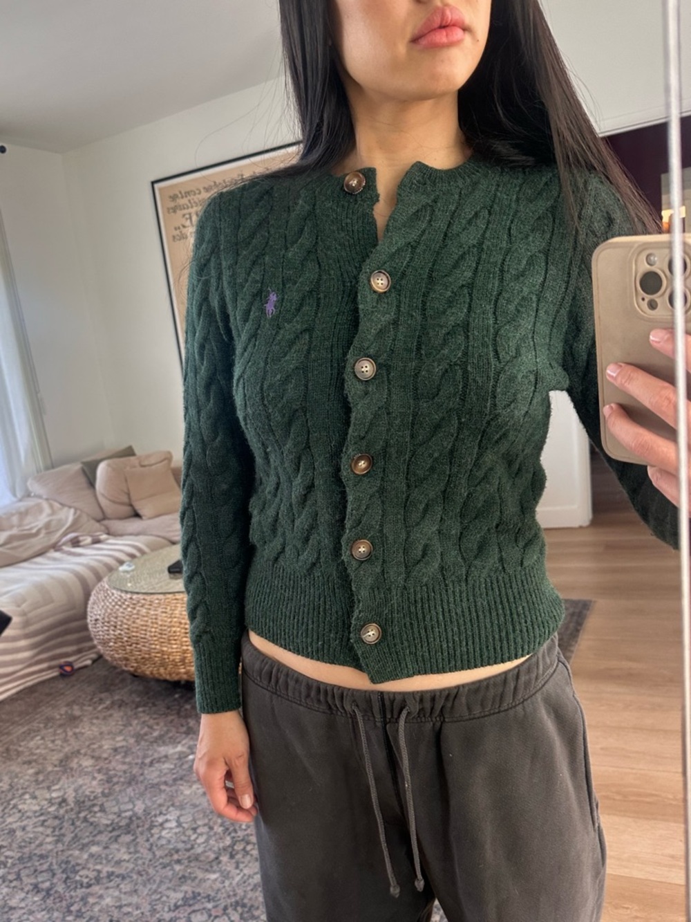 Polo Ralph Lauren Dark Green Cable Knit Cardigan